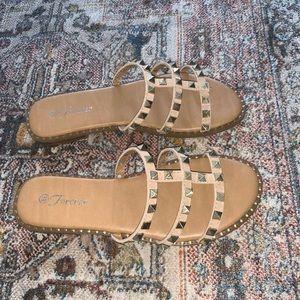 STEVIE STUDDED SLIP ON SANDALS